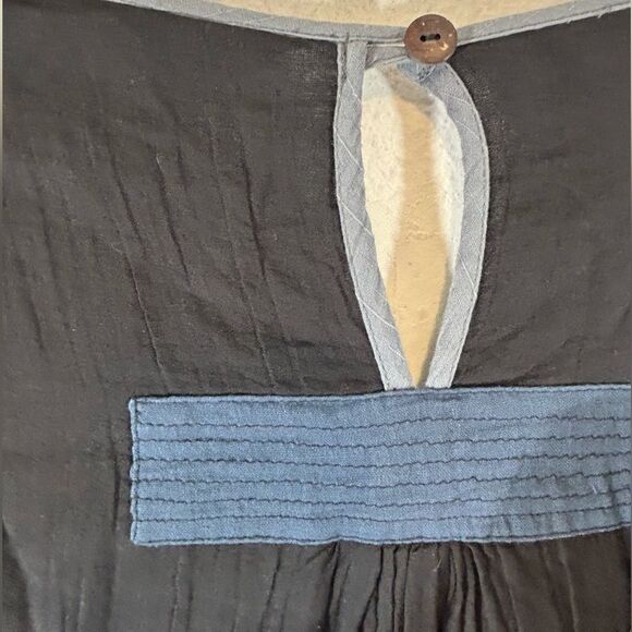 PEACOCK WAYS Ladies Tunic Black One Size Lagenlook Artsy Art To Wear Boho Casual - Picture 7 of 12